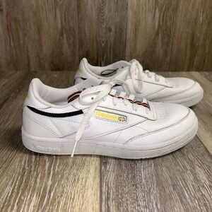 Reebok Classic Club C 85 Youth US Size 5.5 White Yellow Red Sneaker Shoes EG5284